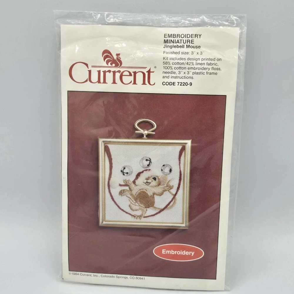 New Current Embroidery Kit Miniature Jinglebell Christmas Juggling Mouse 3